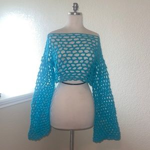 Handmade Flared long sleeve crop top